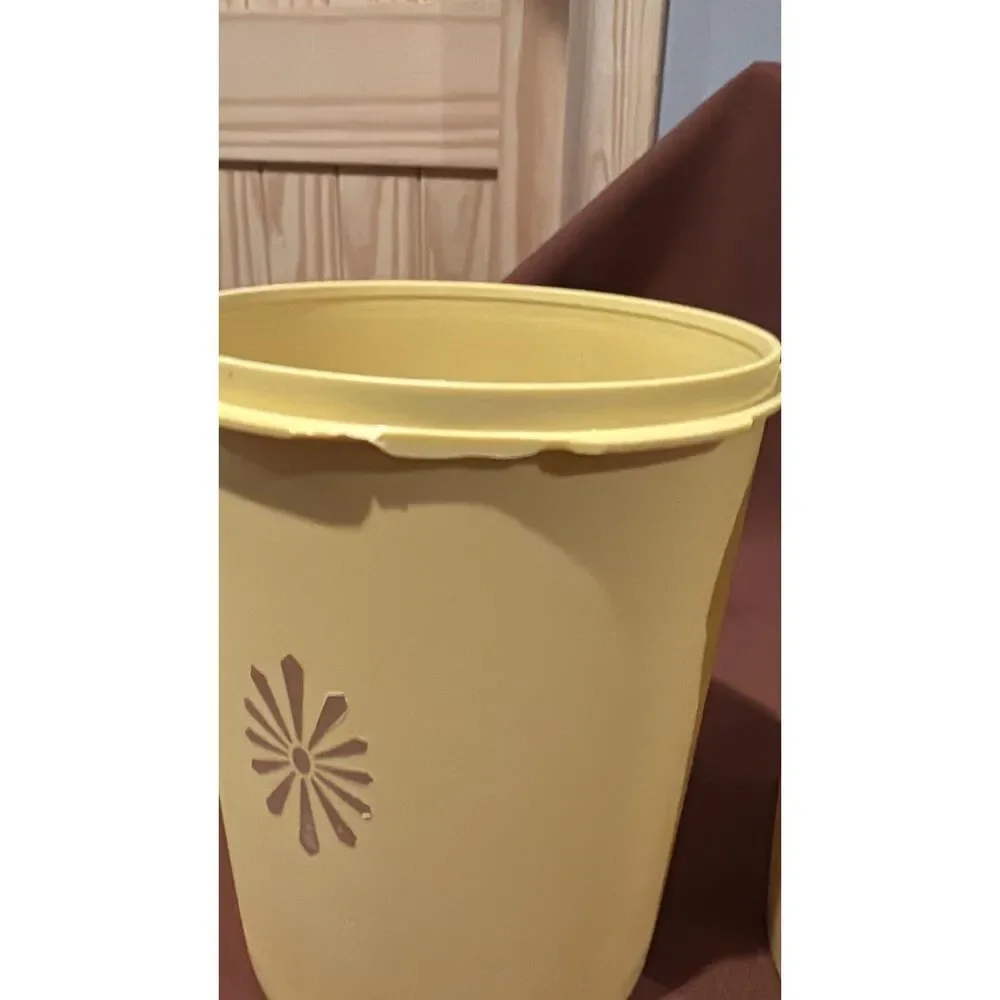 Lot of 7 Tupperware Yellow Stardust Canisters with lids